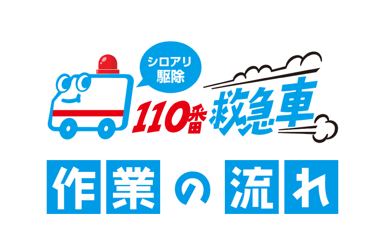 シロアリ駆除110番救急車 作業の流れ